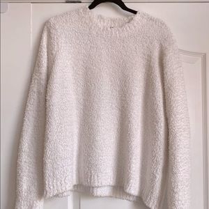 white fluffy sweater